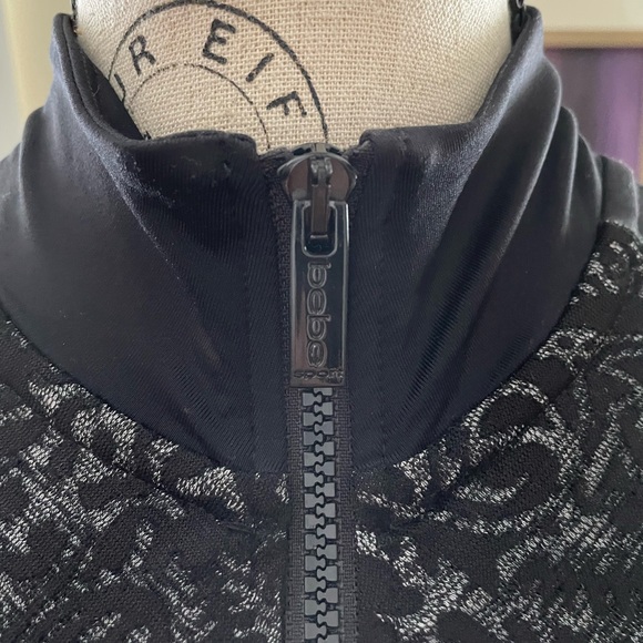 Bebe Black Lacey Ruffled Sports Long Sleeve with open Zipper Front Jacked - Picture 5 of 10